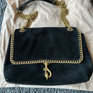 Black Suede Rebecca Minkoff Edie Crossbody Bag